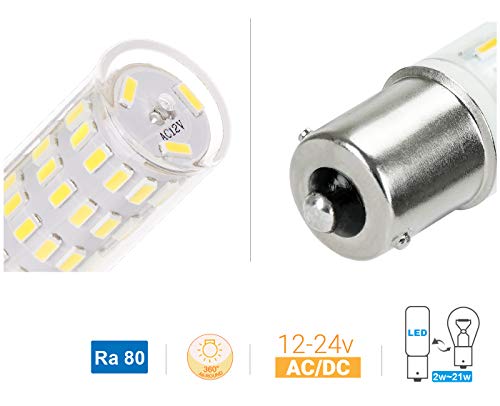 JAUHOFOGEI Bombillas LED 12V 24V, BA15s S8, 1141 7506 7511 93 18w P21w Lámparas de Repuesto para Iluminación Interior de Vehículos, Remolque, Barco, Iluminación del paisaje, Blanco frío 6000K, 2piezas