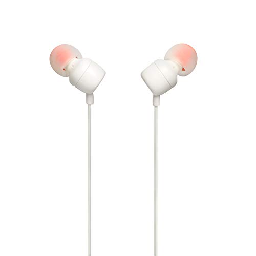 JBL T110 Auriculares In Ear con Pure Bass - Con manejo de un solo botón y micrófono, color blanco