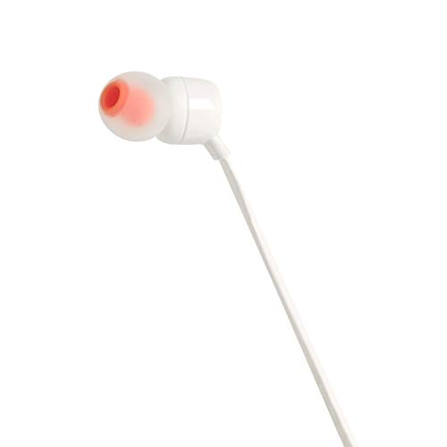 JBL T110 Auriculares In Ear con Pure Bass - Con manejo de un solo botón y micrófono, color blanco