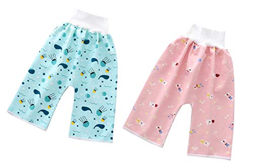 Jelord - Pantalones Cortos Falda de Pañal Bebé Niños Niñas Cómodos Calzoncillod Reutilizables de Entrenamiento de Algodón de TelaImpermeables y Absorbentes