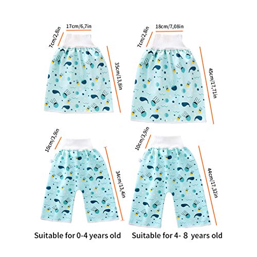 Jelord - Pantalones Cortos Falda de Pañal Bebé Niños Niñas Cómodos Calzoncillod Reutilizables de Entrenamiento de Algodón de TelaImpermeables y Absorbentes