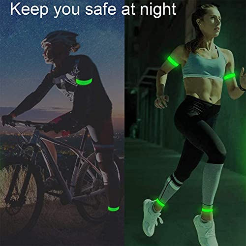 JeoPoom 2PCS Brazaletes LED Recargable USB, Luces Running Banda Reflectante, Luminosa de Seguridad Nocturna Impermeable 3 Modos para Correr, Conciertos, Festivales o Caminar de Noche(Verde)