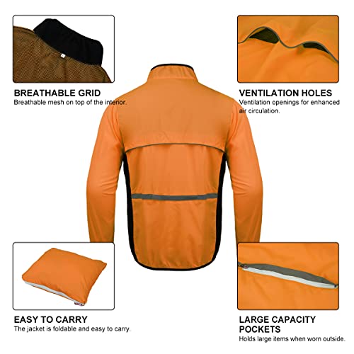 JEPOZRA Chaqueta Cortavientos Ciclismo Hombre MontañIsmo Reflectante Abrigo Transpirabl Ropa Deportiva Exteriores ProteccióN UV Manga Larga Correr Resistente Al Viento Yal Agua