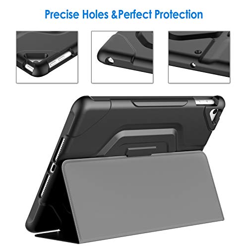 JETech Funda Compatible iPad (9,7 Pulgadas, 2018/2017 Modelo, 6ª/5ª Generación), Soporte de Doble Plegables y Contraportada de TPU a Prueba de Choques, Auto-Sueño/Estela, Negro