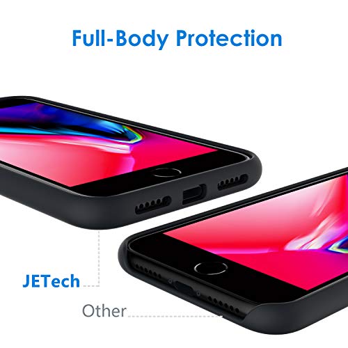 JETech Funda de Silicona Compatible iPhone 7 Plus, iPhone 8 Plus, 5,5", Sedoso-Tacto Suave, Cubierta a Prueba de Golpes con Forro de Microfibra, Negro