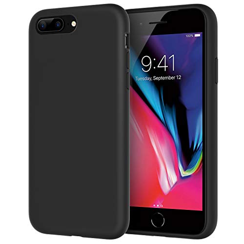 JETech Funda de Silicona Compatible iPhone 7 Plus, iPhone 8 Plus, 5,5", Sedoso-Tacto Suave, Cubierta a Prueba de Golpes con Forro de Microfibra, Negro