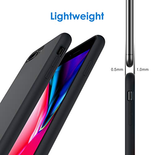 JETech Funda de Silicona Compatible iPhone 7 Plus, iPhone 8 Plus, 5,5", Sedoso-Tacto Suave, Cubierta a Prueba de Golpes con Forro de Microfibra, Negro