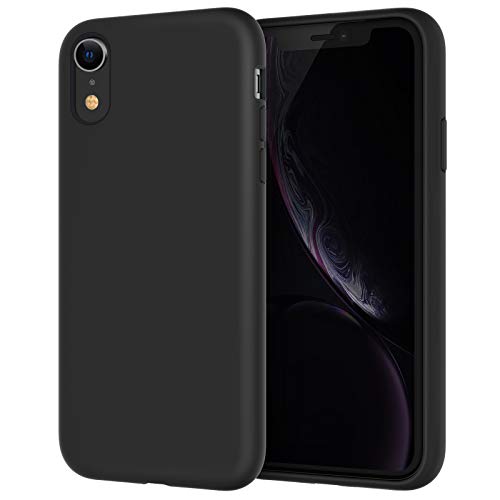 JETech Funda de Silicona Compatible iPhone XR, 6,1", Sedoso-Tacto Suave, Cubierta a Prueba de Golpes con Forro de Microfibra, Negro