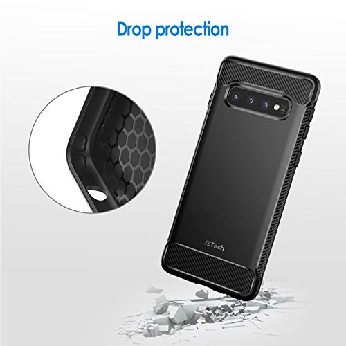 JETech Funda Slim Compatible con Samsung Galaxy S10, Carcasa Teléfono Delgado con Absorción de Impacto y Diseño de Fibra de Carbón (Negro)