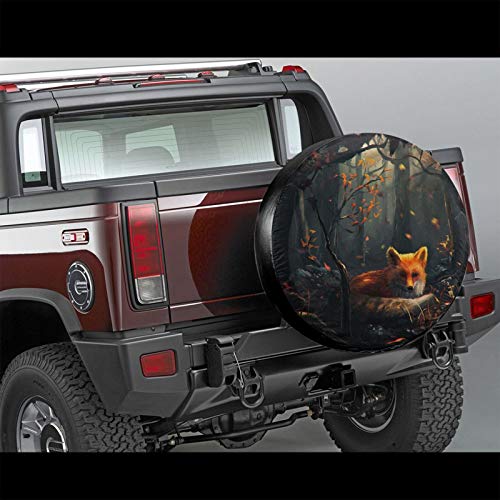 J.HAN Funda de Llanta de Repuesto Funda de neumatico Spare Wheel Tire Cover Zorro del Bosque para Auto Coche Vehiculos,15 Pulgadas