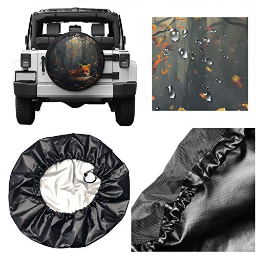 J.HAN Funda de Llanta de Repuesto Funda de neumatico Spare Wheel Tire Cover Zorro del Bosque para Auto Coche Vehiculos,15 Pulgadas