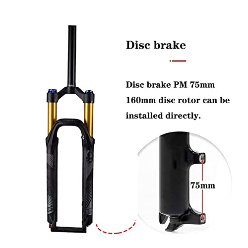 JIE KE Horquilla de suspensión Delantera Fat Tire MTB 26 27.5 29, Amortiguador de Bicicletas con Ajuste de Rebote 1-1/8 '' Tubo Recto QR 9mm Bloqueo Manual