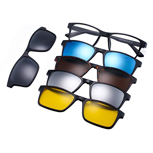 JIM HALO Estrecho Magnético 5 Piezas Polarizadas Clip en Gafas de Sol Marco Plástico Rectángulo Para Conducción Nocturna 2247A