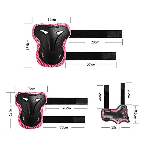 Jim’S Store Protecciones Patines Infantil,Set de Rodilleras Coderas y Muñequeras Adecuado para Bicicleta Patinaje Ciclismo Monopatín y Deportes Extremos(Rosa)