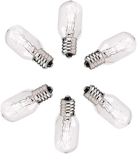JINYU Pack 6 unidades bombillas nocturna para Lampara de Sal del Himalaya, de rosca SES casquillo E14 chapadas en níquel, T20 15W, 220 V, 230V Bombilla del refrigerador de la máquina de coser 6pcs