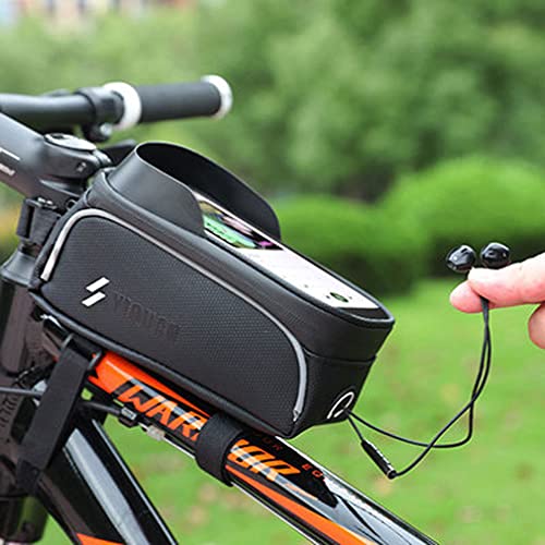 JKLJL Bolsa Bici,Bolsa Bicicleta EVA con Pantalla táctil de Gran Capacidad,Bolsa de Manillar,Compatible con la mayoría de los teléfonos móviles,Material de PU Resistente al Desgaste,Negro.