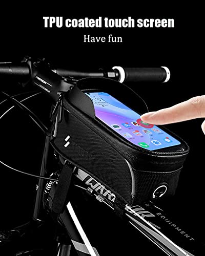 JKLJL Bolsa Bici,Bolsa Bicicleta EVA con Pantalla táctil de Gran Capacidad,Bolsa de Manillar,Compatible con la mayoría de los teléfonos móviles,Material de PU Resistente al Desgaste,Negro.