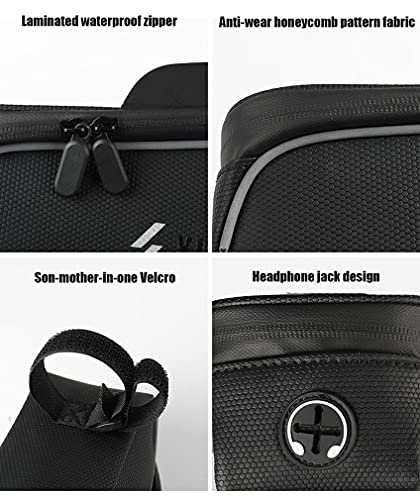 JKLJL Bolsa Bici,Bolsa Bicicleta EVA con Pantalla táctil de Gran Capacidad,Bolsa de Manillar,Compatible con la mayoría de los teléfonos móviles,Material de PU Resistente al Desgaste,Negro.