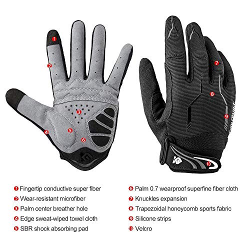 JOGVELO Guantes Ciclismo, Guantes MTB Cortos con 5MM Gel Almohadilla de Bici Verano para Hombre (Negro, XL)