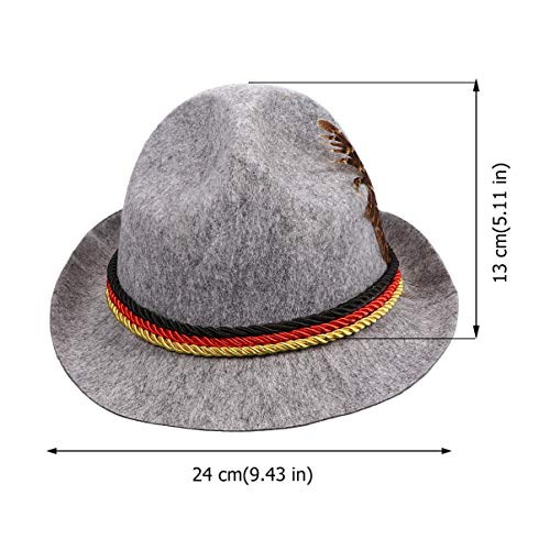 jojofuny Sombrero Panamá Gorra Bávara Sombrero Alpino Oktoberfest Sombreros con Plumas Vacaciones Jazz Sombrero para Halloween Carnaval Cosplay Accesorios Disfraz Vestir