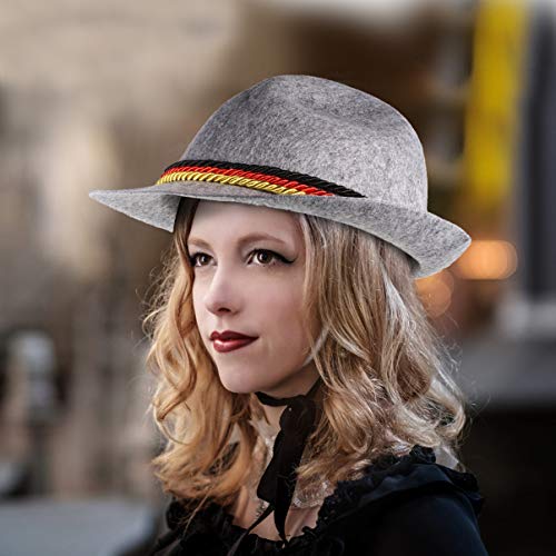 jojofuny Sombrero Panamá Gorra Bávara Sombrero Alpino Oktoberfest Sombreros con Plumas Vacaciones Jazz Sombrero para Halloween Carnaval Cosplay Accesorios Disfraz Vestir