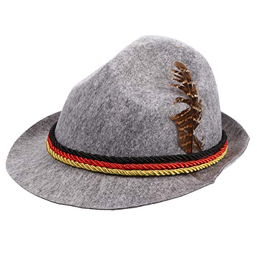 jojofuny Sombrero Panamá Gorra Bávara Sombrero Alpino Oktoberfest Sombreros con Plumas Vacaciones Jazz Sombrero para Halloween Carnaval Cosplay Accesorios Disfraz Vestir