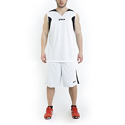 Joma Basket - Set de equipación de Manga Corta Unisex, Color Blanco/Negro, Talla M-L