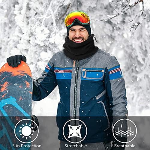 JORAKI Braga Cuello Hombre Mujer Forro Polar Calentadores de Cuello Multifuncional Bufanda Tubular Calentador de Cuello Pasamontañas para Correr Moto Ciclismo Esquí Invierno al Aire Libre (Black)