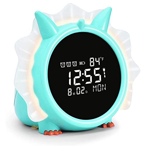 JQDMBH Despertador Digital Reloj de Alarma Digital for Dormitorio,Calendario,Fecha y Reloj de Alarma de Dinosaurios con la luz Nocturna del Temporizador,for niñas. (Color : Plum)