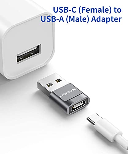 JSAUX Adaptador USB C a USB 2.0 [2Pack] USB-C Hembra a Tipo A USB Macho Adaptador Carga Rápida Compatible para iPhone 13/12/11, Samsung A70/A50/S21/S20/S10 y Otros USB C Dispositivos-Gris