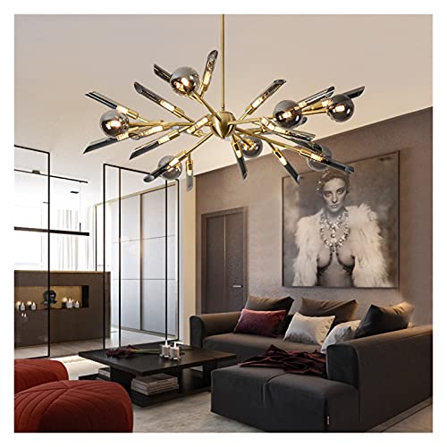 JSJJAQA Araña de Techo Araña de araña de Tubo nórdico DIRIGIÓ Postmodern Gold Designer Bruster Sputnik Dormitorio Decoraciones para el hogar Chandelier de Vidrio Araña de Techo