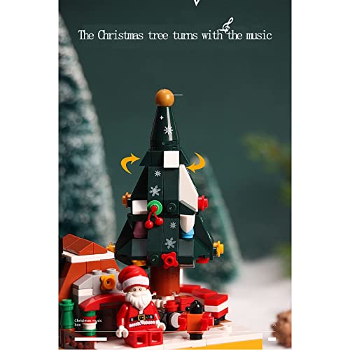 Juego de juguetes de bloques de construcción navideños - Kits de construcción de árboles de Navidad para niños - Caja de música de bloques de construcción navideños de bricolaje STEM - Regalos de jugu