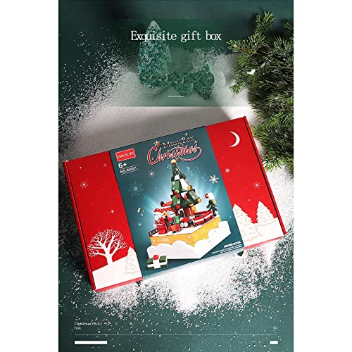 Juego de juguetes de bloques de construcción navideños - Kits de construcción de árboles de Navidad para niños - Caja de música de bloques de construcción navideños de bricolaje STEM - Regalos de jugu