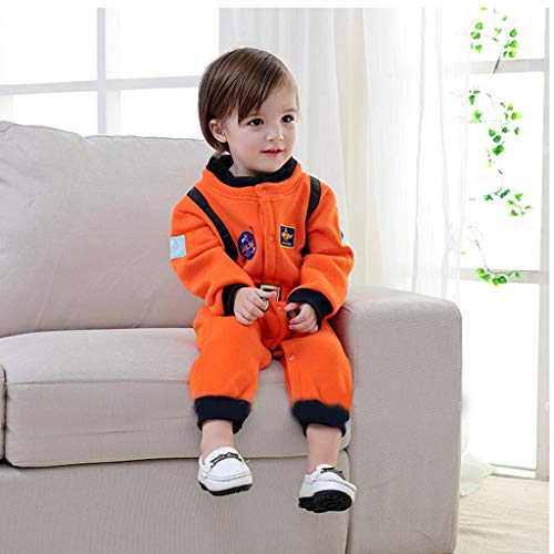 Juego De Roles Bebé NiñO NiñA Mono De Manga Larga Traje Espacial Astronauta Ropa Gruesa Y Abrigada Pijama CóModo Traje De Juego Traje De Rendimiento Nuevo Fiesta De Regalo(Naranja,12-18 meses/95)