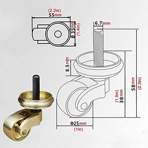 Juego de Ruedas giratorias, 4 Piezas, Ruedas giratorias, Ruedas giratorias universales para Muebles, Ruedas giratorias con vástago roscado, Estilo Re, hed sólido, para pies de Piano, sofás, mesas, m
