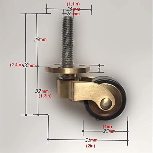 Juego de Ruedas giratorias, Juego de 4 Ruedas giratorias, Rueda de Goma, Rueda Universal para Muebles, Ajuste de Estilo de Tornillo, hed sólido, para pies de Piano, sofás, mesas, Pieles de Cama