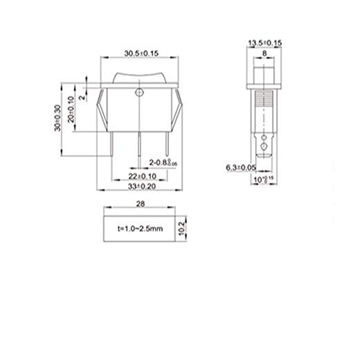 JUN-STORE Interruptores industriales AC 16A 250V 3 Pin SPDT KCD3 ON-Off 3 POSICIÓN Barco DE Backer CAMBIERRO Cat Eye Calentador Rojo Calentador DE CALEFACCIÓN ELECTRICA DE Potencia DE Potencia