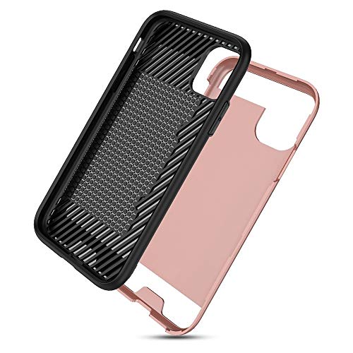 JUNXI Phone For el iPhone 11 de TPU Pro Ultra-Delgada + PC cepilló la Caja Protectora a Prueba de Golpes Textura con Ranura for Tarjeta (Negro) Simplemente en Forma y cómodo (Color : Silver)