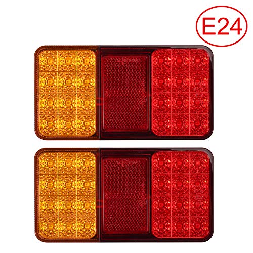 Justech 2PCS 24LED Luces Traseras Remolque 12V LED Pilotos de Remolque Luces de Freno Traseras Universal para Remolque Van Truck Camión Tractor