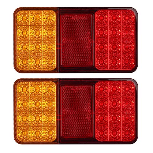 Justech 2PCS 24LED Luces Traseras Remolque 12V LED Pilotos de Remolque Luces de Freno Traseras Universal para Remolque Van Truck Camión Tractor