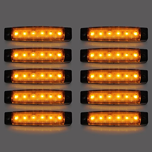 Justech Indicadores LED Luces de Posición Laterales Delante Luz Trasera Posición Lámparas Indicador Ámbar Naranja 12V para Camión de Remolque Caravana Camper Van Lorry Autobús Barco Tractor Autocarava