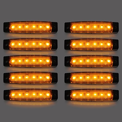 Justech Indicadores LED Luces de Posición Laterales Delante Luz Trasera Posición Lámparas Indicador Ámbar Naranja 12V para Camión de Remolque Caravana Camper Van Lorry Autobús Barco Tractor Autocarava