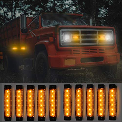 Justech Indicadores LED Luces de Posición Laterales Delante Luz Trasera Posición Lámparas Indicador Ámbar Naranja 12V para Camión de Remolque Caravana Camper Van Lorry Autobús Barco Tractor Autocarava