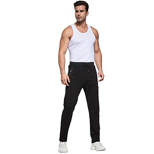 JustSun Pantalon Chandal Hombre Ropa Deportiva Jogger Hombre Pantalones Deporte Running Negro XL