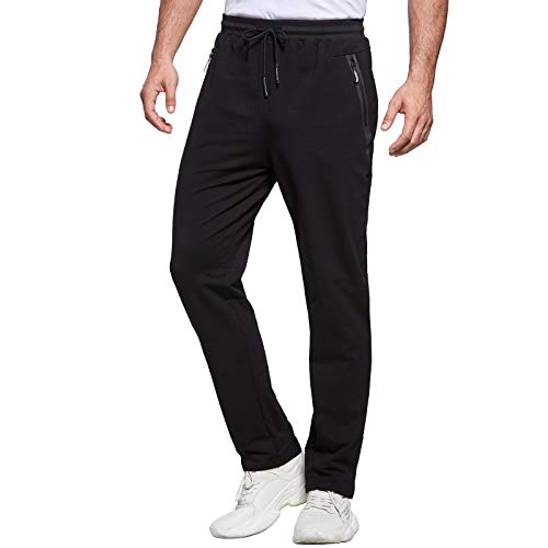 JustSun Pantalon Chandal Hombre Ropa Deportiva Jogger Hombre Pantalones Deporte Running Negro XL