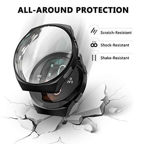 Jvchengxi Protector de Pantalla para Huawei Watch GT 2e, (3 Pack) De TPU Suave Resistente a Los ArañAzos a Prueba de ArañAzos Carcasa Protector para Huawei GT 2e (Negro/Claro/Plata)