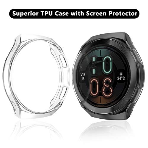 Jvchengxi Protector de Pantalla para Huawei Watch GT 2e, (3 Pack) De TPU Suave Resistente a Los ArañAzos a Prueba de ArañAzos Carcasa Protector para Huawei GT 2e (Negro/Claro/Plata)