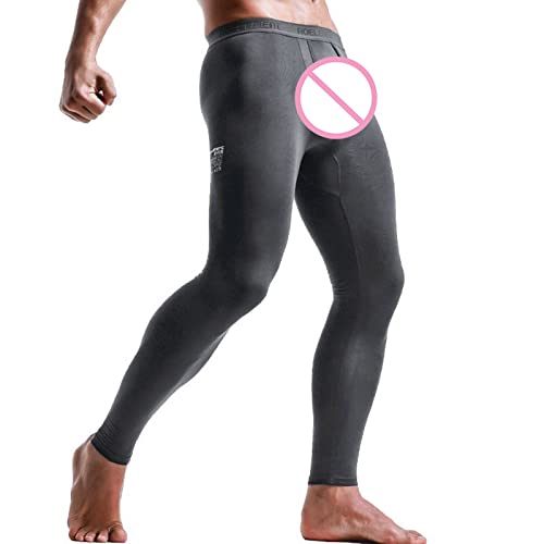 KAIXLIONLY Ropa interior térmica para hombre, pantalones largos térmicos, ropa interior sexy, elásticos, mallas de yoga, pantalones de fitness, pantalones de compresión, pantalones de fitness