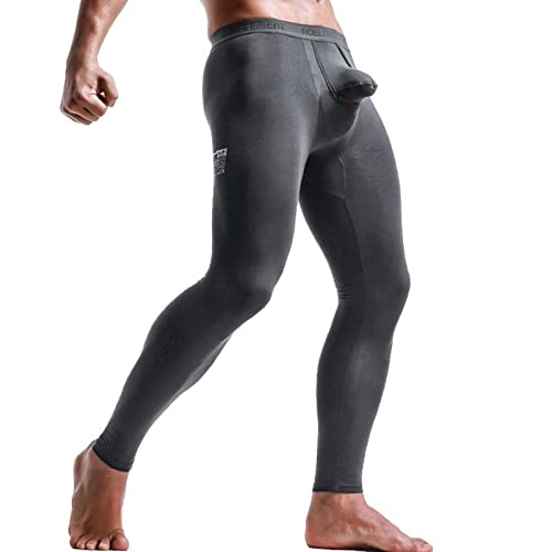 KAIXLIONLY Ropa interior térmica para hombre, pantalones largos térmicos, ropa interior sexy, elásticos, mallas de yoga, pantalones de fitness, pantalones de compresión, pantalones de fitness