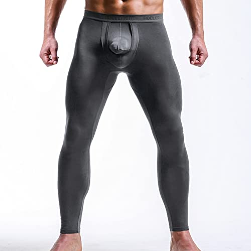 KAIXLIONLY Ropa interior térmica para hombre, pantalones largos térmicos, ropa interior sexy, elásticos, mallas de yoga, pantalones de fitness, pantalones de compresión, pantalones de fitness